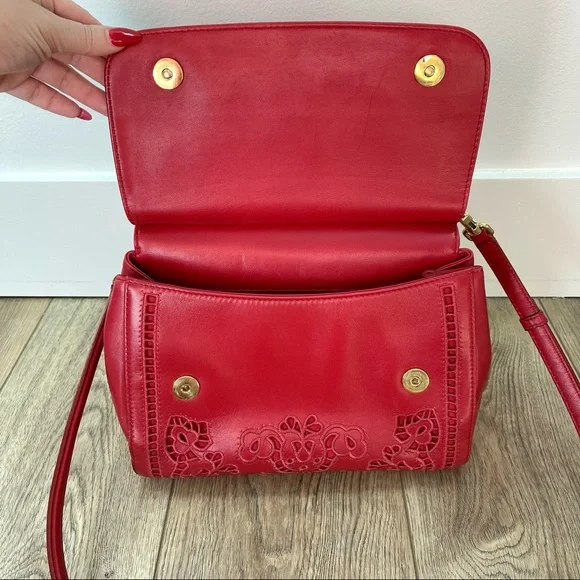 Dolce & Gabbana Medium Sicily Satchel Bag In Intaglio Leather in Red - Picture 14 of 17